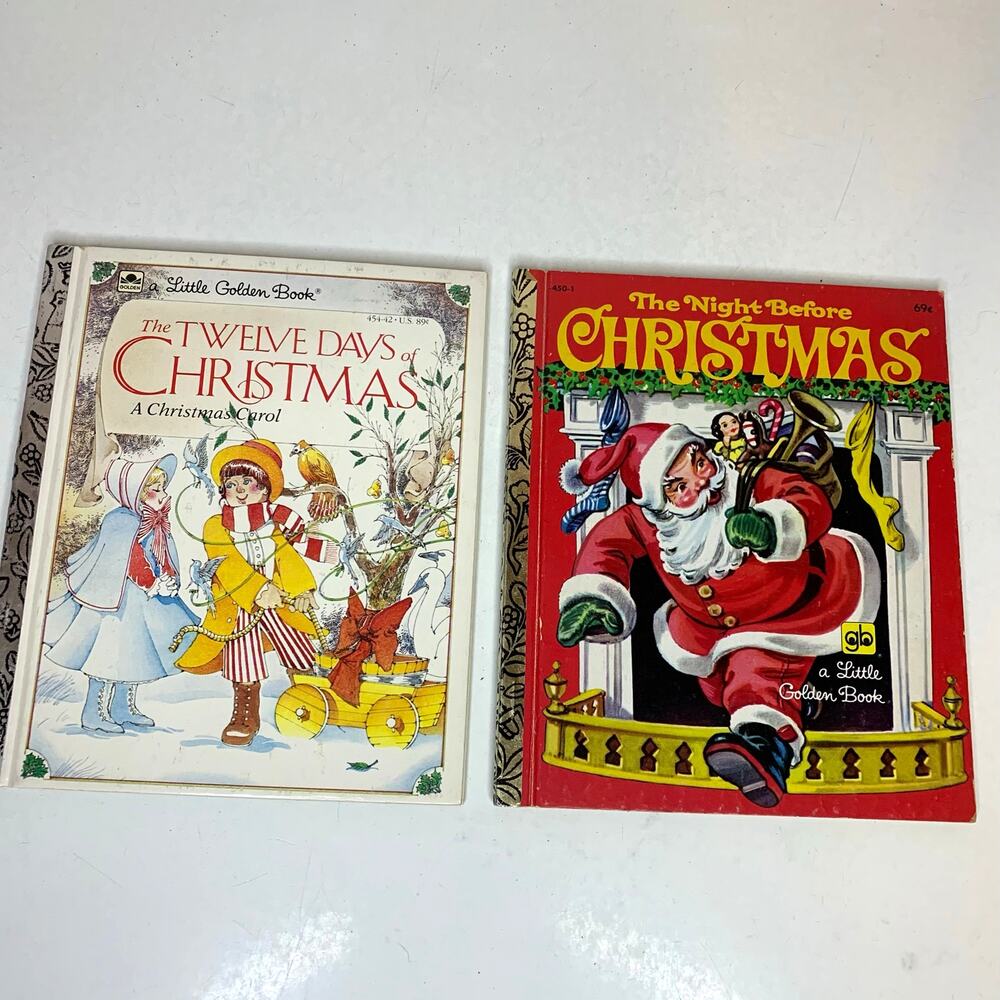 2 Vintage Little Golden Books Christmas Themed 12 Days And ‘Twas The Night